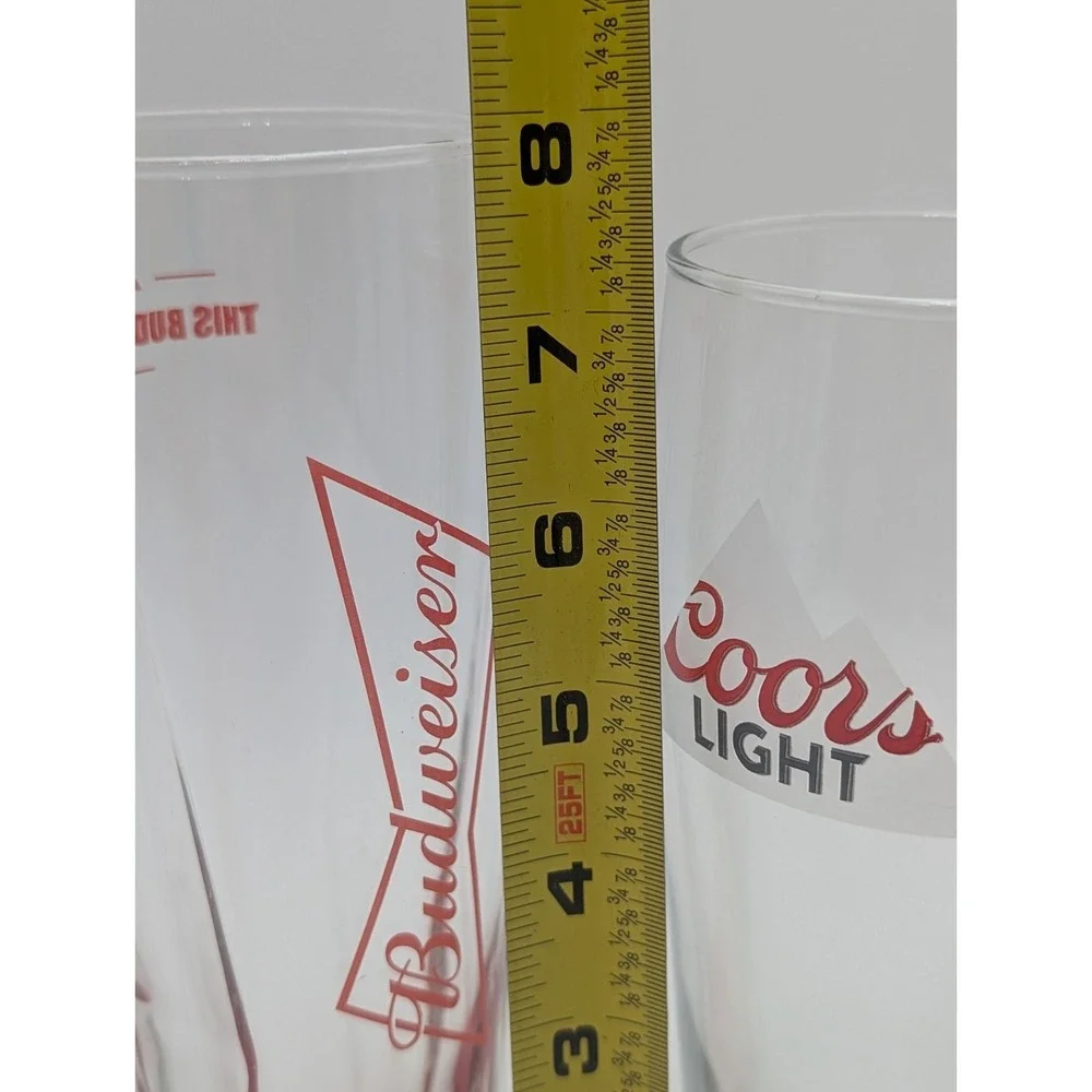 Beer Glass Mixed Lot Coors Light‎ Beer Pint Glass Budweiser Miller Lite Lot Of 4